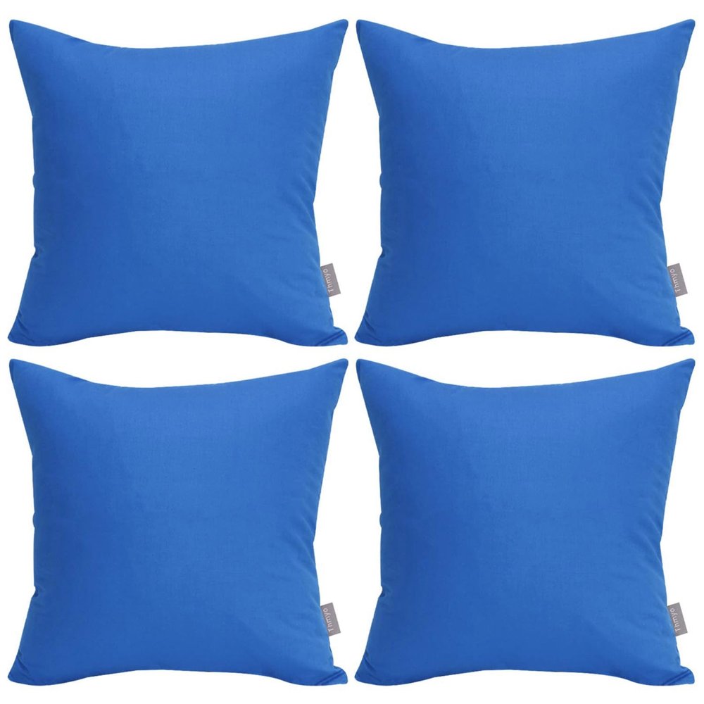 4-Pack 100% Cotton Comfortable Solid Decorative Throw Pillow Case,Thmyo Square Cushion Cover Pillowcase Sublimation Blank Pillow Covers DIY Throw Pillowcase for Sofa Couch(26x26 inch/ 66x66cm,Blue)