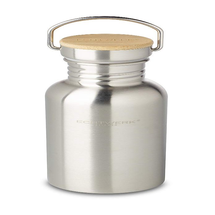 Echtwerk Practical drinking bottle made of stainless steel with bamboo lid, 500 ml