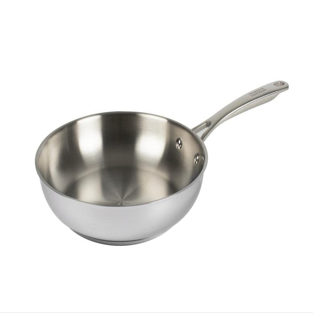 Kuhn Rikon Allround Uncoated Frying Pan, 28cm. 18/10 Stainless Steel. Suitable for All Hobs (Including Induction). Fully Welded Induction Base & Riveted Stay-Cool Handle. Oven Safe & Dishwasher Proof