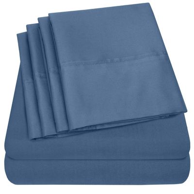 100% Cotton Sheet 800-TC Denim Rv-King-Sheets Set, 4-Pc Cotton -Bedding Sheets for Bed, Soft & Silky Sateen Weave Fits Mattress Upto 14'' Deep Pocket