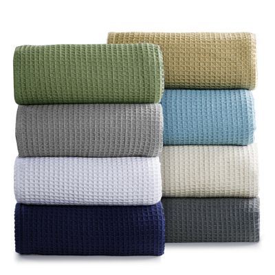 AAVNI HOMES 100% Cotton Waffle Weave Blanket Queen Size, 90 x 90 in, 400 GSM, Breathable Lightweight Bed Blanket, Sage Green
