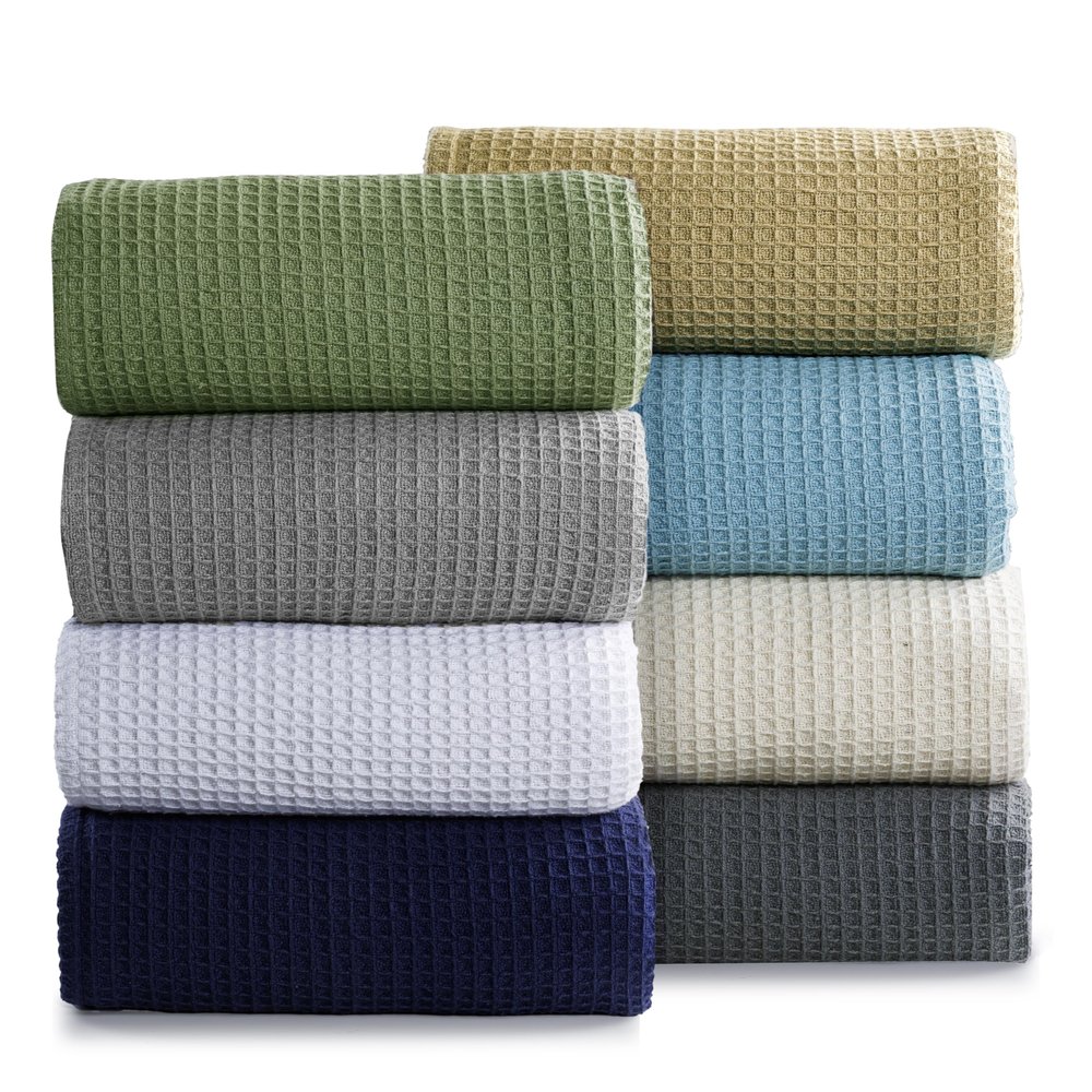 AAVNI HOMES 100% Cotton Waffle Weave Blanket Queen Size, 90 x 90 in, 400 GSM, Breathable Lightweight Bed Blanket, Sage Green