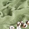 AAVNI HOMES 100% Cotton Waffle Weave Blanket Queen Size, 90 x 90 in, 400 GSM, Breathable Lightweight Bed Blanket, Sage Green view 3
