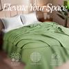 AAVNI HOMES 100% Cotton Waffle Weave Blanket Queen Size, 90 x 90 in, 400 GSM, Breathable Lightweight Bed Blanket, Sage Green view 4