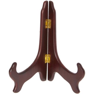 Bard's Hinged Dark Wood Plate Stand, 7" H x 6" W x 4.25" D (7" - 9" Plates), Pack of 12