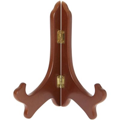 Bard's Hinged Walnut MDF Wood Plate Stand, 7" H x 6" W x 4.25" D (7" - 9" Plates), Pack of 12