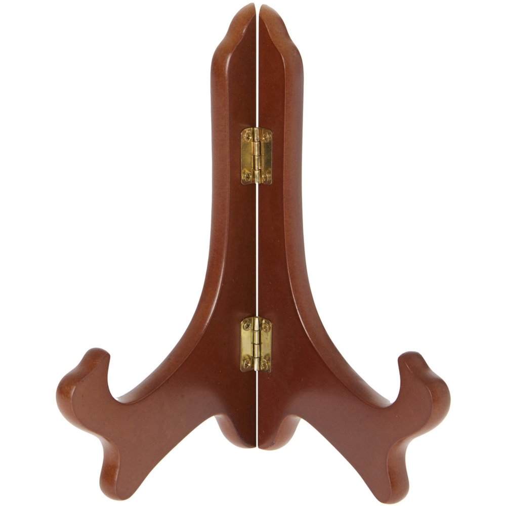 Bard's Hinged Walnut MDF Wood Plate Stand, 7" H x 6" W x 4.25" D (7" - 9" Plates), Pack of 12