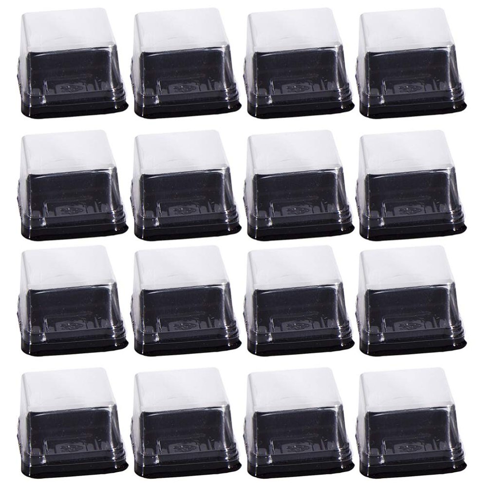 Hemoton 100pcs Square Containers Lids Plastic Egg-yolk Puff Holder Moon Cake Box Cake Containers Lids