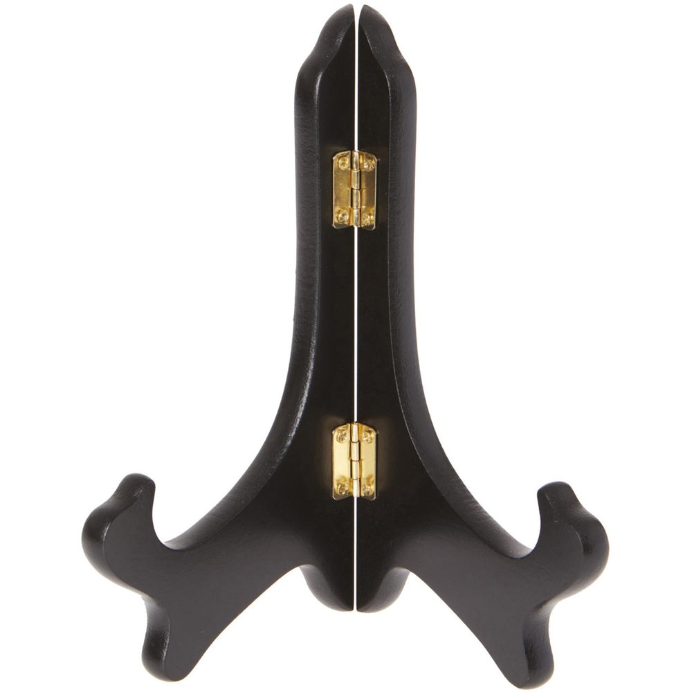 Bard's Hinged Black MDF Wood Plate Stand, 7" H x 6" W x 4.25" D (7" - 9" Plates), Pack of 12