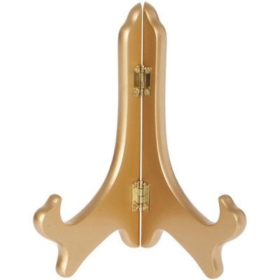 Bard's Hinged Gold-toned MDF Wood Plate Stand, 7" H x 6" W x 4.25" D (7" - 9" Plates), Pack of 12
