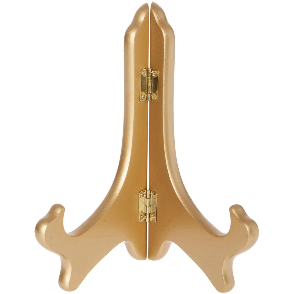 Bard's Hinged Gold-toned MDF Wood Plate Stand, 7" H x 6" W x 4.25" D (7" - 9" Plates), Pack of 12