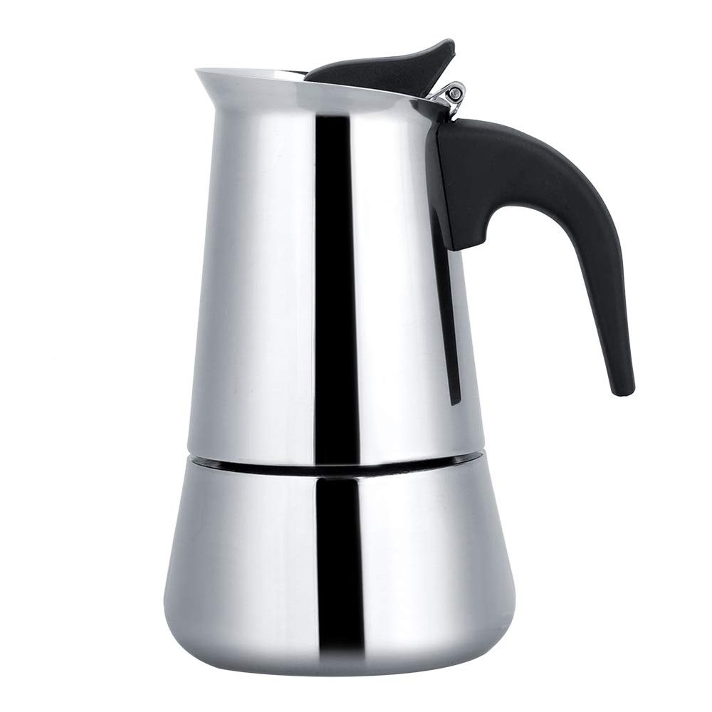 100ml Stovetop Espresso Maker, Stainless Steel Moka Pot Italian Coffee Maker for Home Camping Travel