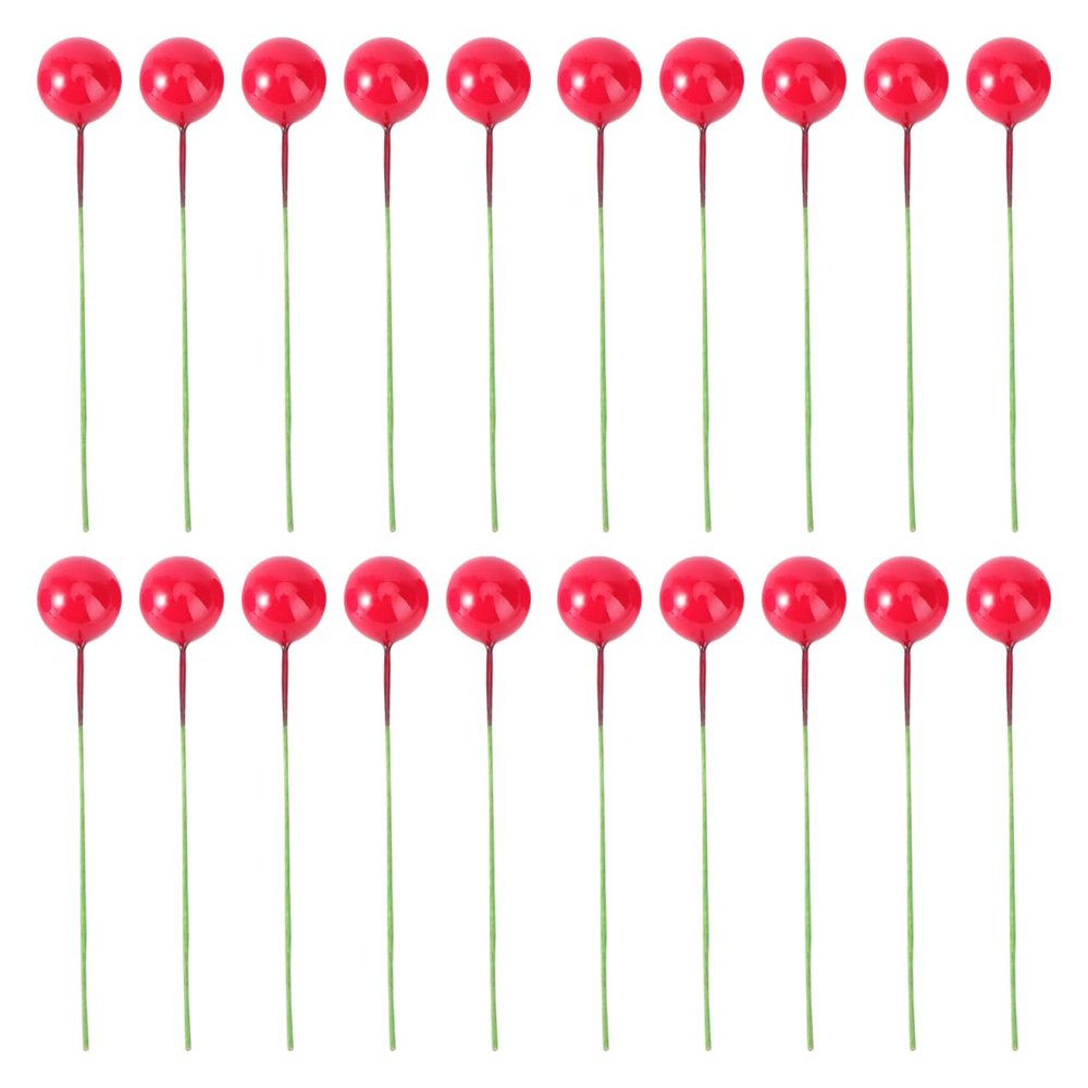 BESPORTBLE 100pcs Artificial Red Holly Berries Christmas Fake Berries Decoration DIY Crafts Holly Berry Fruit Picks Cranberry Ornaments with Stems for Christmas Wreath Making Party Home (5010MM)