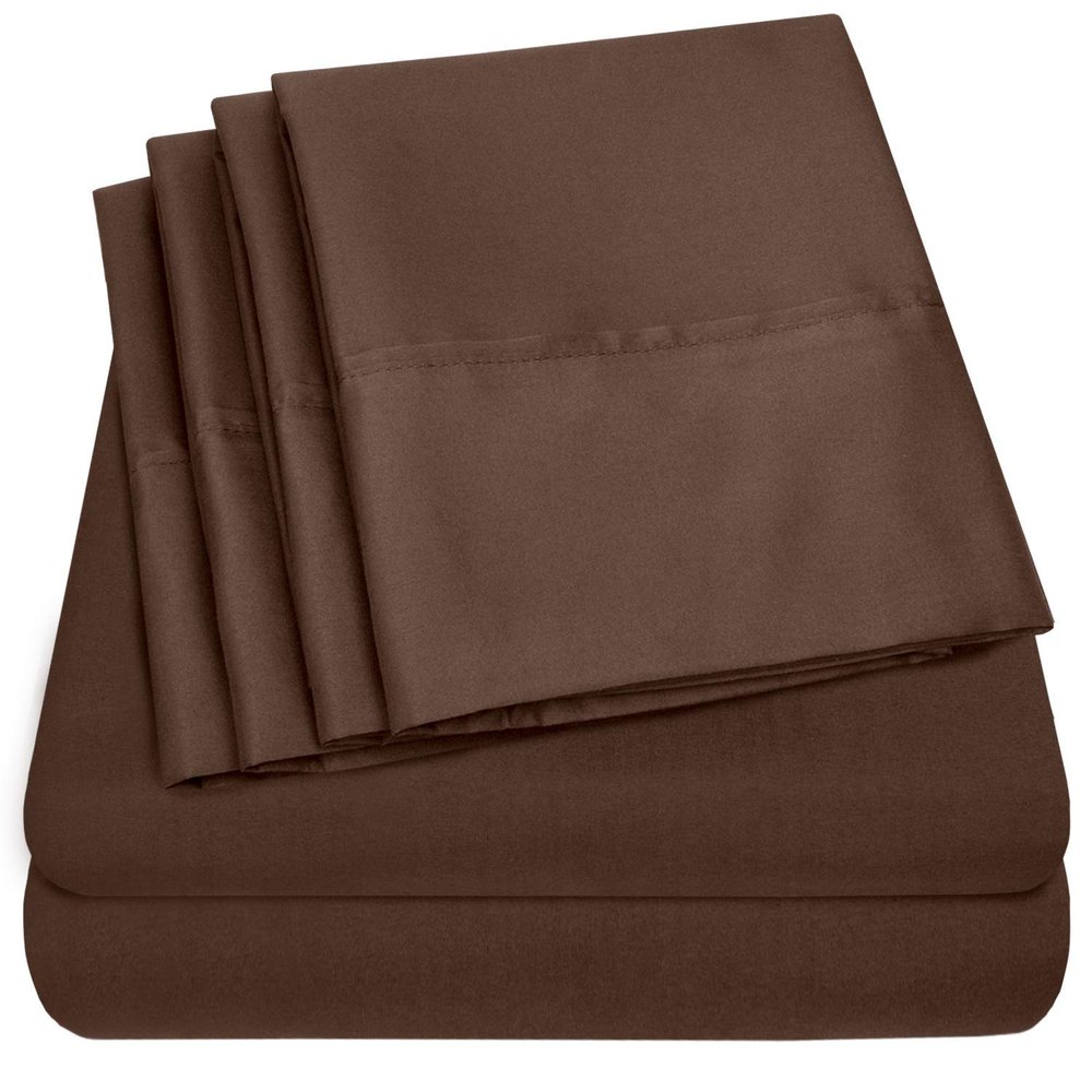 100% Cotton Sheet 800-TC Brown Cal-King-Sheets Set, 4-Pc Cotton -Bedding Sheets for Bed, Soft & Silky Sateen Weave Fits Mattress Upto 14'' Deep Pocket