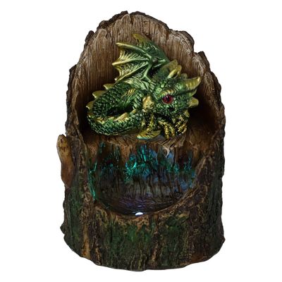 Nemesis Now Arboreal Hatchling Green Dragon in Tree Trunk Light Up Figurine, Red, 10.8cm