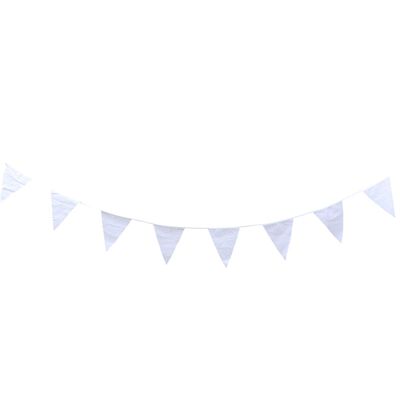 Healifty White Cotton Bunting Flag Banner Pennant Garland Fabric Triangle Flags Cloth Shabby Chic Decoration for Birthday Wedding Christmas Holiday Party Supplies