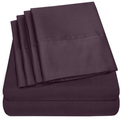 100% Cotton Sheet 800-TC Purple Cal-King-Sheets Set, 4-Pc Cotton -Bedding Sheets for Bed, Soft & Silky Sateen Weave Fits Mattress Upto 14'' Deep Pocket