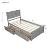 KLMM Twin Platform Bed, Solid Wood Bed Frame with Headboard/Footboard/2 Drawers, Wooden Slat Support, No Box Spring Needed, Easy Assemble (Gray) view 3