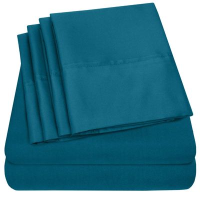 100% Cotton Sheet 800-TC Teal King-Sheets Set, 4-Pc Cotton -Bedding Sheets for Bed, Soft & Silky Sateen Weave Fits Mattress Upto 14'' Deep Pocket