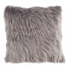 18 Plush Pillow Luxury Square Accent Pillow Insert and Shag Glam Cover Set For Bedroom or Living Room by Lavish Home (Gray) view 1