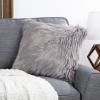 18 Plush Pillow Luxury Square Accent Pillow Insert and Shag Glam Cover Set For Bedroom or Living Room by Lavish Home (Gray) view 2