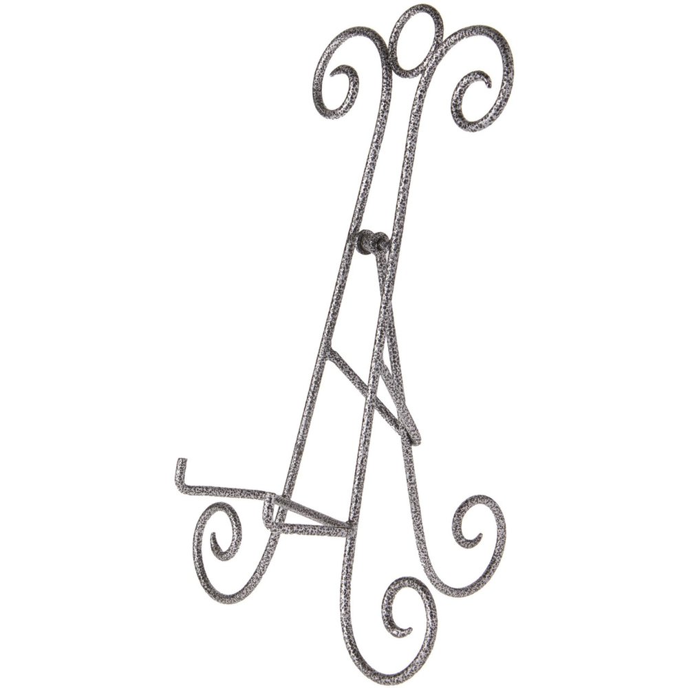 Bard's Scroll Antique Silver Collapsible Easel Stand, 15" H x 9" W x 8.5" D (For 10" - 11.5" Plates), Pack of 4