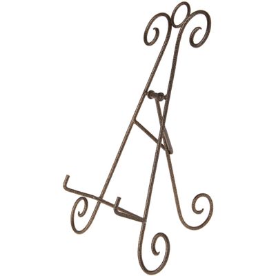 Bard's Scroll Antique Gold-toned Collapsible Easel Stand, 15" H x 11.5" W x 8.5" D (For 11" - 11.5" Plates), Pack of 5
