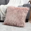 22 Plush Pillow Luxury Square Accent Pillow Insert and Shag Glam Cover Set For Bedroom or Living Room by Lavish Home (Pink) view 1