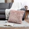 22 Plush Pillow Luxury Square Accent Pillow Insert and Shag Glam Cover Set For Bedroom or Living Room by Lavish Home (Pink) view 4