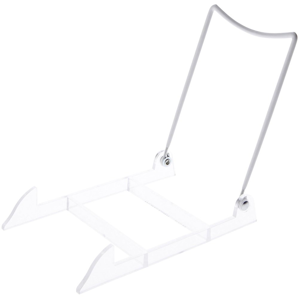 Bard's Folding White and Clear Plastic Easel Stand, 7.5" H x 5" W x 8" D, Pack of 12