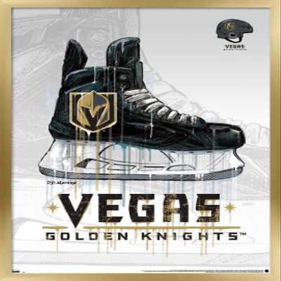 Trends International NHL Vegas Golden Knights - Drip Skate 20 Wall Poster, 22.375" x 34", Gold Framed Version