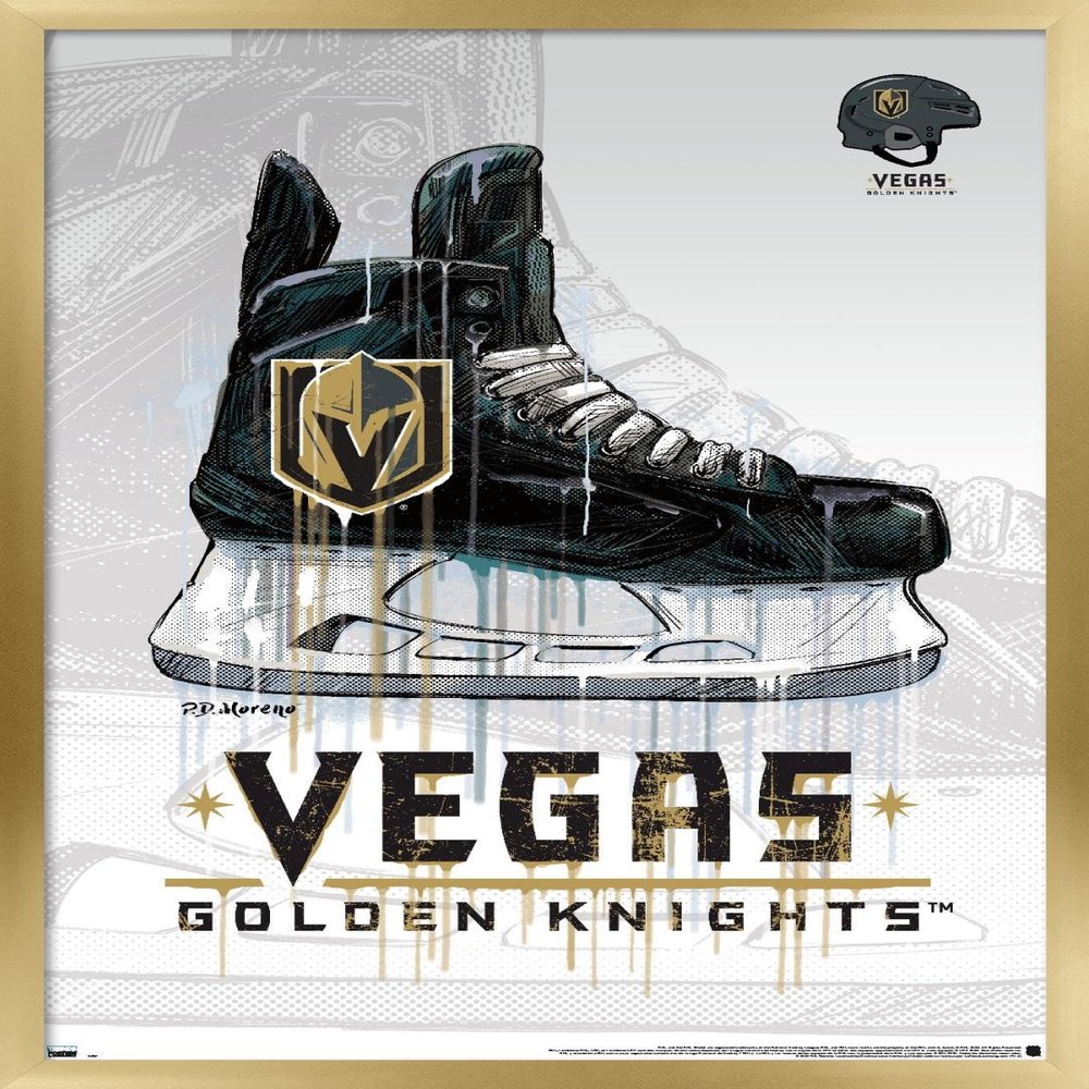 Trends International NHL Vegas Golden Knights - Drip Skate 20 Wall Poster, 22.375" x 34", Gold Framed Version