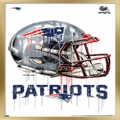 Trends International NFL New England Patriots - Drip Helmet 20 Wall Poster, 22.375" x 34", Gold Framed Version