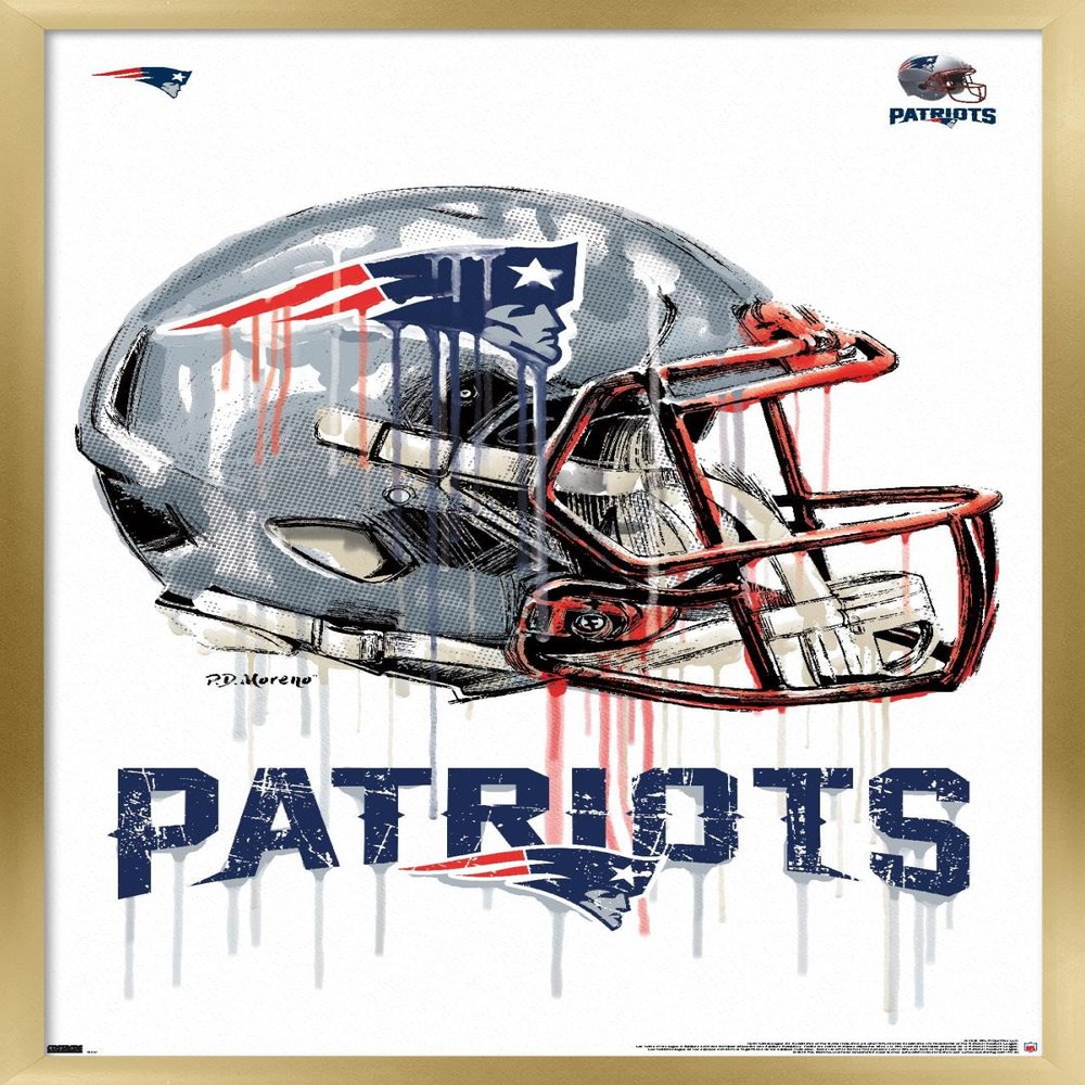 Trends International NFL New England Patriots - Drip Helmet 20 Wall Poster, 22.375" x 34", Gold Framed Version
