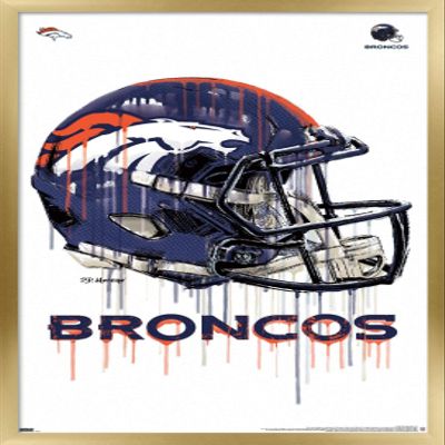 NFL Denver Broncos - Drip Helmet 20 Wall Poster, 22.4L x 14.7W, Gold Framed Version