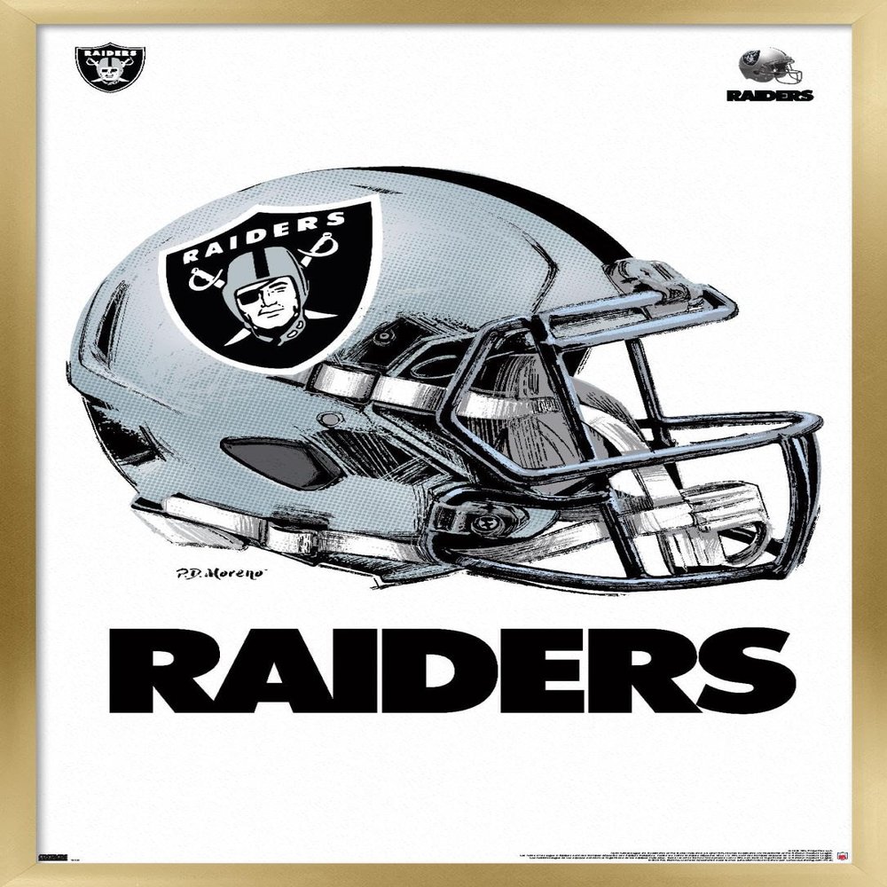Trends International NFL Las Vegas Raiders - Drip Helmet 20 Wall Poster, 14.725" x 22.375", Gold Framed Version