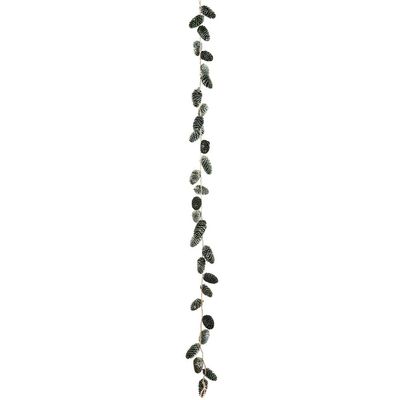 SilksAreForever 4'11" Glittered Artificial Pinecone Garland -Green (Pack of 6)