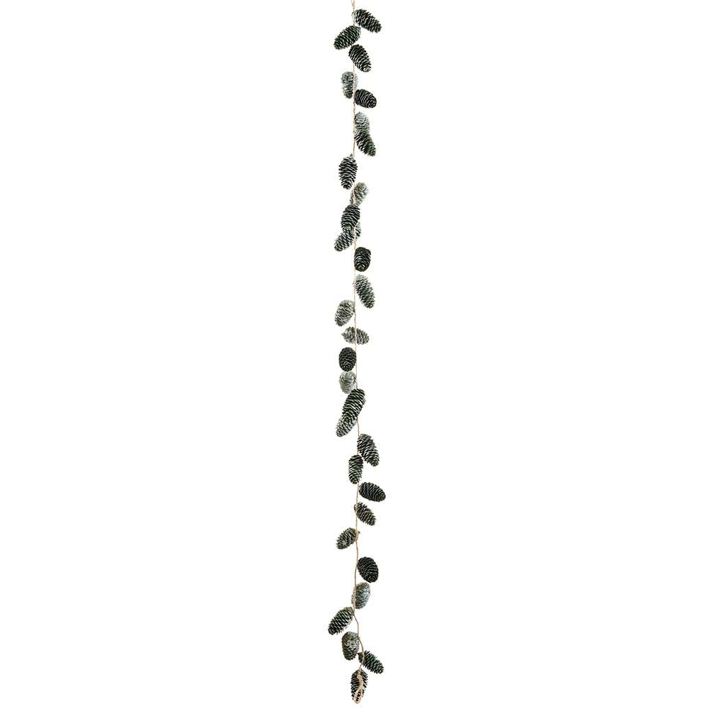 SilksAreForever 4'11" Glittered Artificial Pinecone Garland -Green (Pack of 6)