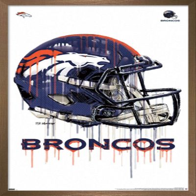 NFL Denver Broncos - Drip Helmet 20 Wall Poster, 34L x 22.4W, Bronze Framed Version