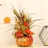 ABOOFAN Fall Pumpkin Centerpiece Artificial Pumpkin Ornament with Maple Leaves Sunflower Wheat for Fall Wedding Thanksgiving Decoration view 2