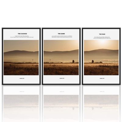 SIGNWIN 3 Piece Framed Canvas Wall Art SunsetCanvas Prints Home Artwork Decoration for Living Room,Bedroom - 16"x24"x3 Panels
