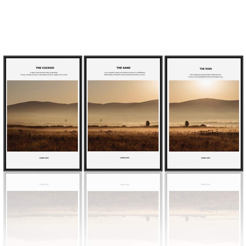 SIGNWIN 3 Piece Framed Canvas Wall Art SunsetCanvas Prints Home Artwork Decoration for Living Room,Bedroom - 16"x24"x3 Panels
