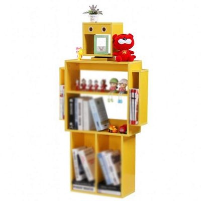 YHRJ Book Shelf Organizer for Kids Book Display Shelf for Kids,Creative Robot Children's Bookshelf, Floor Shelf in The Living Room, Environmentally Friendly High-Density Board, Easy Installation