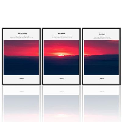 SIGNWIN 3 Piece Framed Canvas Wall Art Sunset Canvas Prints Home Artwork Decoration for Living Room,Bedroom - 16"x24"x3 Panels