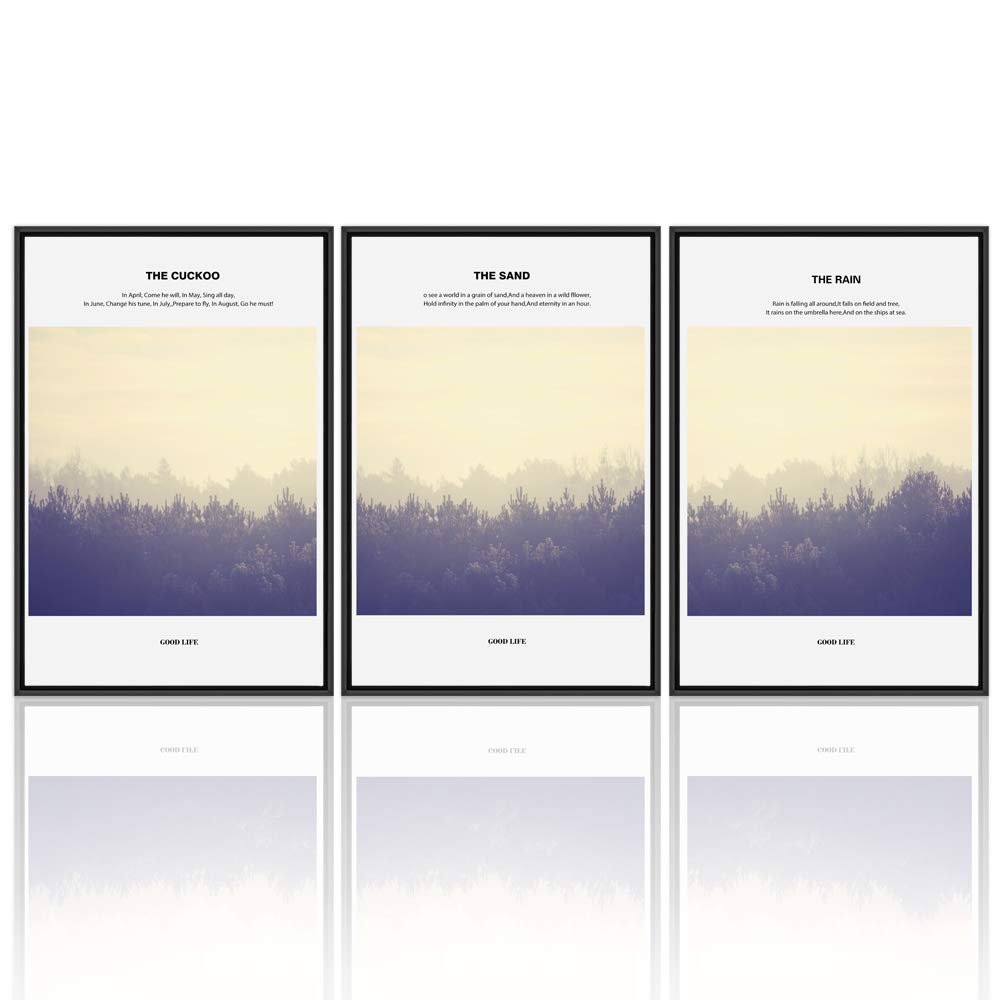 SIGNWIN 3 Piece Framed Canvas Wall Art Forest in The Mist Canvas Prints Home Artwork Decoration for Living Room,Bedroom - 16"x24"x3 Panels