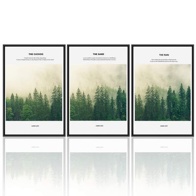 SIGNWIN 3 Piece Framed Canvas Wall Art Pine Trees in The Mist Canvas Prints Home Artwork Decoration for Living Room,Bedroom - 16"x24"x3 Panels