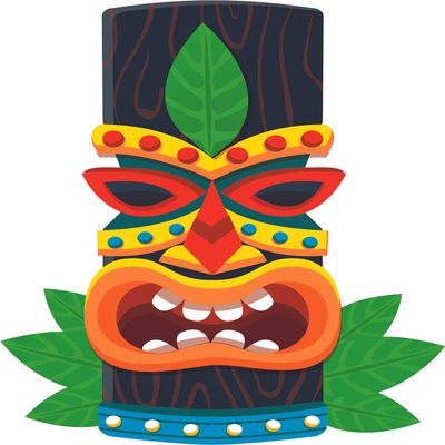 Home Art Tiki Statue Decoration Totem Pole Large Polynesian Multi-Colored Carvings Wall Decal - 20" x 26" Vinyl Hawaiian Ancestor Culture Design Bedroom Living Room Adhesive Decor Sticker