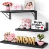 BAYKA Wall Mounted Floating Shelves, Wood Floating Wall Shelf for Books & Decor, Small Space-Saving Display & OrganizerBlackSet of 3 view 1