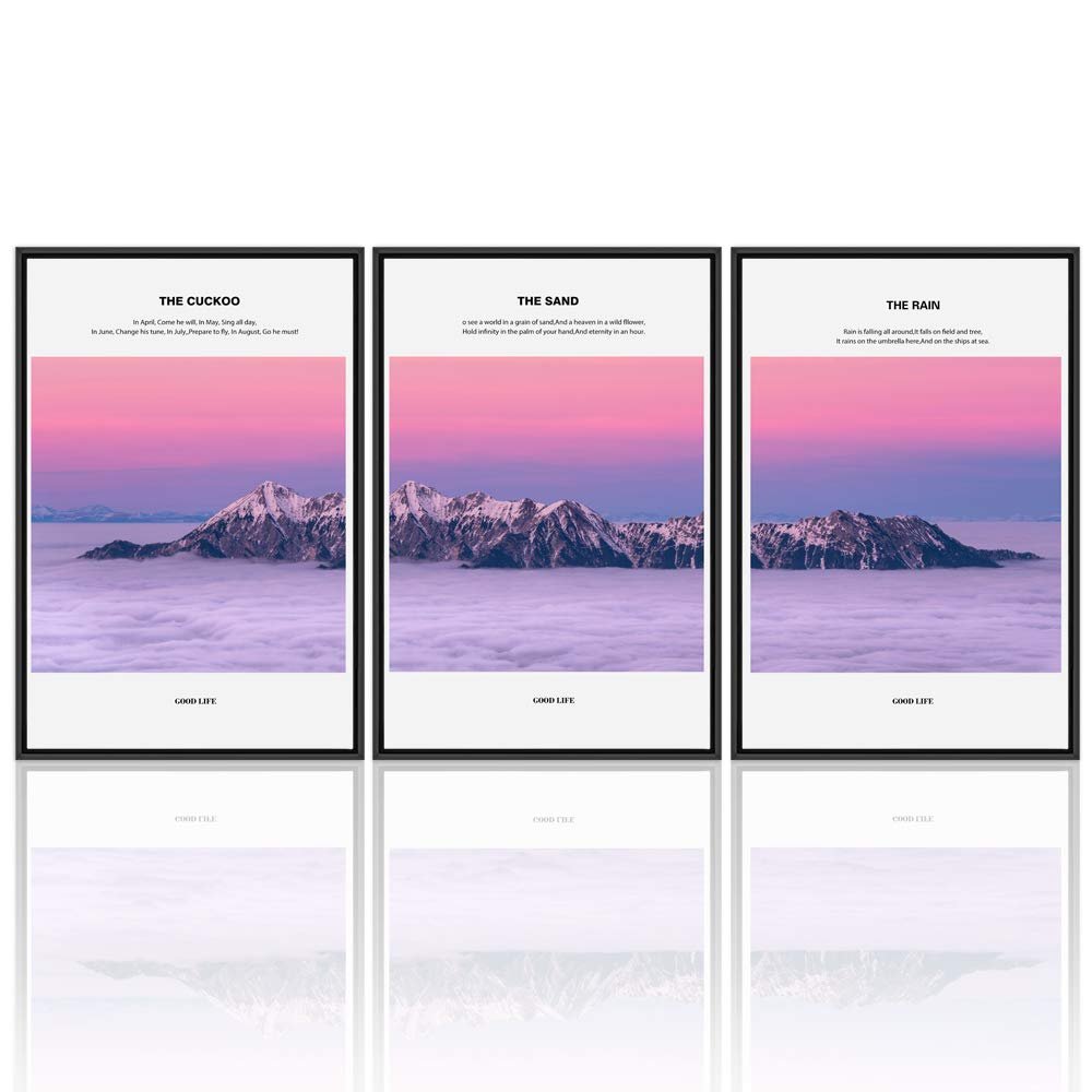 SIGNWIN 3 Piece Framed Canvas Wall Art Beautiful Landscape Canvas Prints Home Artwork Decoration for Living Room,Bedroom - 16"x24"x3 Panels