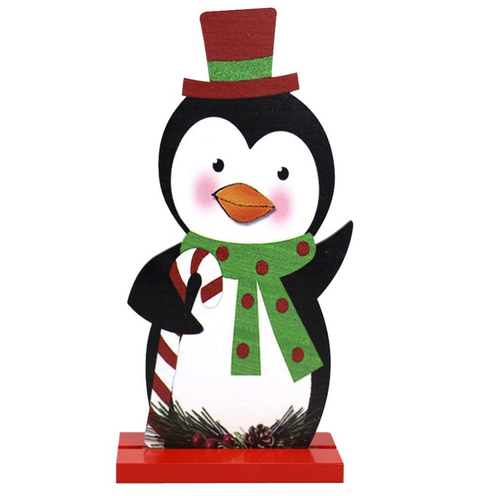 ABOOFAN Wooden Christmas Desktop Ornament Penguin Tabletop Figurine Wood Xmas Sign for Xmas Home Table Centerpiece Ornaments